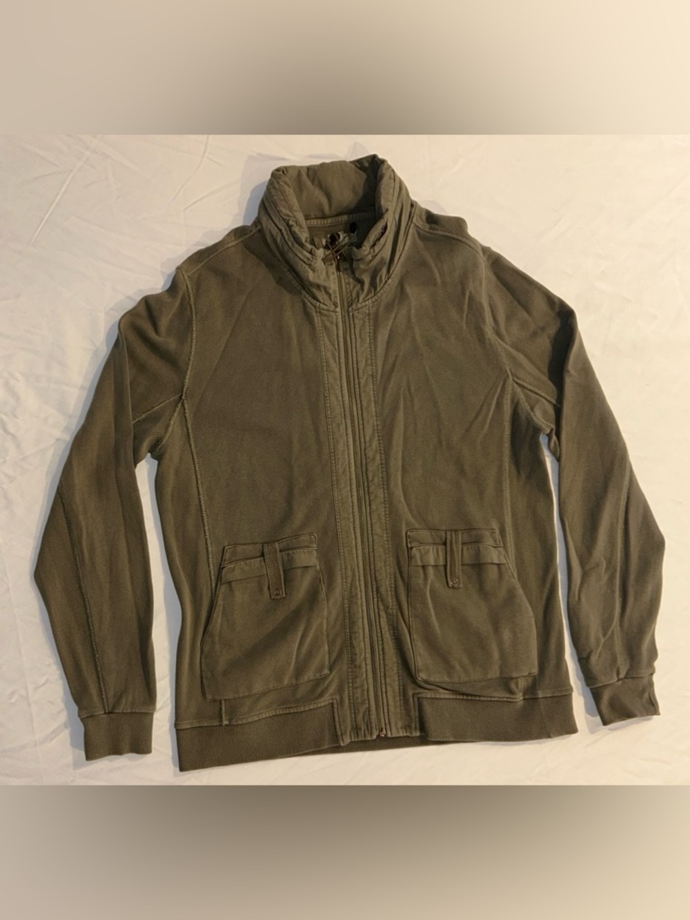 carbon 2 cobalt mens Hooded Jacket Medium Brown Full Zip Packable Hood Khaki